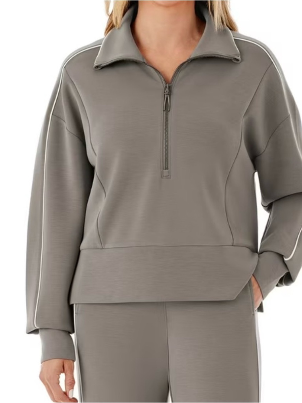 NWT! Member's Mark Women's Sandwash Half-Zip Pullover Large Grey Bisque